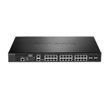Управляемый коммутатор с 20 портами 10GBase-T и 4 комбо-портами 10GBase-T/SFP+/ Managed L2+ Stackable Switch 20x10GBase-T, 4xCombo 10GBase-T/SFP+, CLI, 1000Base-T Management, RJ45 Console, mini-USB Console, USB, Alarm RJ-45, Dying Gasp