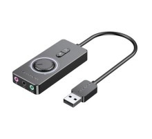 Внешняя звуковая карта Vention USB c регулятором громкости Черная