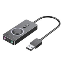 Внешняя звуковая карта Vention USB c регулятором громкости Черная