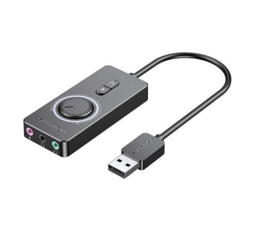 Внешняя звуковая карта Vention USB c регулятором громкости Черная