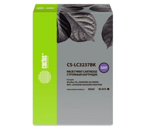 -/ Картридж струйный Cactus CS-LC3237BK черный (65мл) для Brother HL-J6000DW/J6100DW
