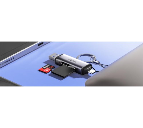 Кардридер  Netac Flash card reader WK13, USB3.0+Type-C to mSD/SD, Grey (repl. NT09WK13-30GR)