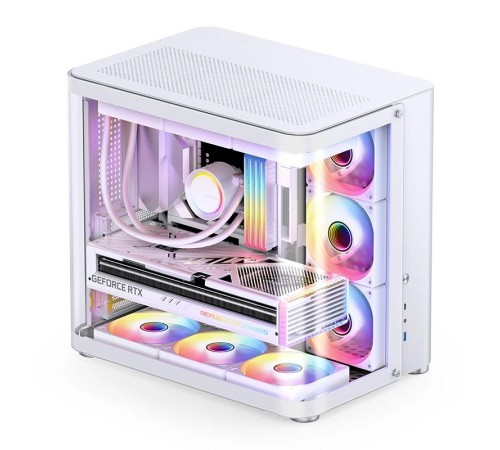 Корпус без блока питания/ Case JONSBO TK-2, Midi-Tower, TG, no fans, 1xUSB-A 3.2 + 1xUSB-C 3.2, ATX, mATX, mITX White