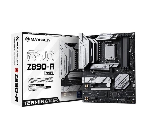 Материнская плата MAXSUN MS-Terminator Z890-A WIFI, LGA1851, Z890, 4*DDR5, 4*SATA3, 4*M.2, USB 3.2, USB 2.0, Type-C, 4*PCIEx16, HDMI+DP, ATX