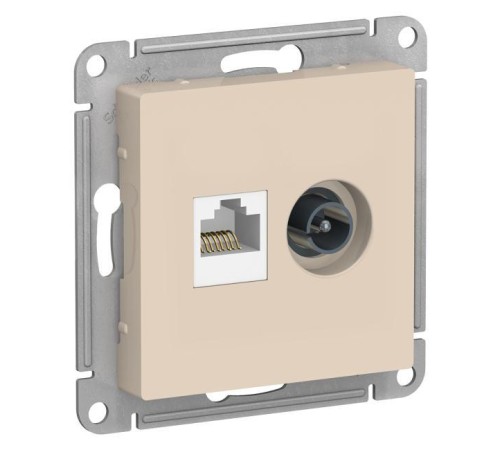 ATLASDESIGN РОЗЕТКА двойная ТВ + компьютерная RJ45, кат. 5Е, БЕЖЕВЫЙ