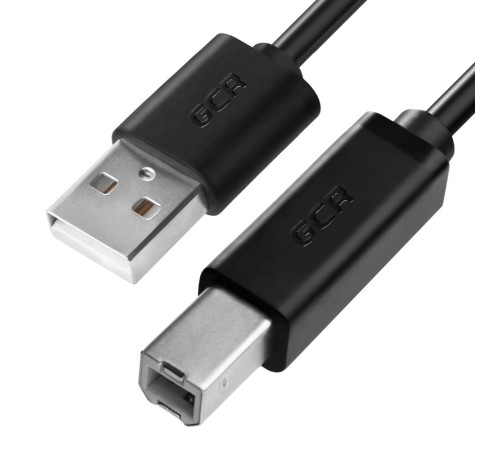 GCR Кабель 0.5m USB 2.0, AM/BM, черный, 28/28 AWG, экран, армированный, морозостойкий, GCR-51563