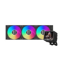 Система охлаждения/ Water Cooling System PCCooler GT360 ARGB Display BK (310W, 360mm, LED temp., Black, ARGB/ Fans: 3x120mm, 99CFM, 41.5dBA, 3000RPM/ Pump height 85mm, 15dBA, 2600RPM, Rad thickness 27mm/ S: 1851, 1700, 1200, 115X, AM5, AM4)