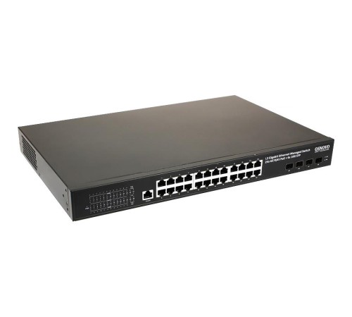 Коммутатор/ OSNOVO Гигабитный L3 PoE коммутатор на 28 портов, 24 *10/100/1000 Base-T PoE, 4*10G SFP+ Uplink, PoE на порт до 30W, суммарно до 400W