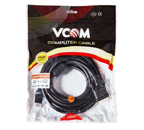 Кабель/ Кабель HDMI AM/DVI(24+1)M, 7.5м, CU, 1080P@60Hz, 2F, VCOM <CG484G-7.5M>