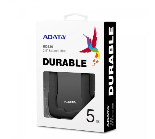 Внешний жесткий диск/ Portable HDD 5TB ADATA HD330 (Black), Silicone, USB 3.2 Gen1, 133x89x23mm, 316g /3 года/
