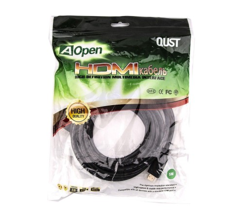 Кабель/ Кабель HDMI 19M/M ver 2.0, 5М,2 фильтра, Aopen/Qust <ACG517D-5M>