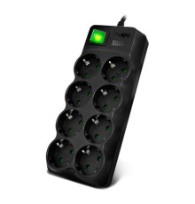 Фильтр SVEN SF-08E-16 (1,8 м 8 розеток с защитными шторками,16А) черный, цветная коробка