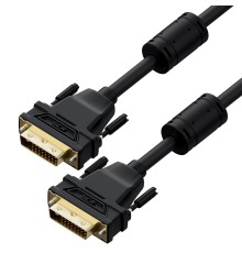 GCR Кабель PROF 3.0m DVI-D, черный, GOLD, ферритовые кольца, OD 8.5mm, 28 AWG, DVI/DVI, 25M/25M, двойной экран, GCR-54236