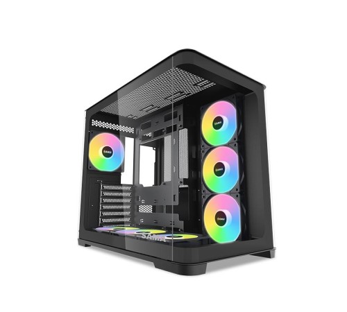 Корпус ПК без блока питания/ Case SAMA V60 Black, Midi-Tower, TG, 7x120mm ARGB, 2xUSB 3.0 + 1xUSB 3.1 Type-C, ATX, mATX, mITX Black