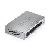 Коммутатор Коммутатор PoE+ Zyxel GS1005HP, 5xGE (4xPoE+), настольный, металлический, бесшумный, бюджет PoE 60 Вт