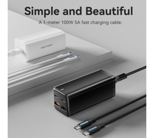 Сетевое зарядное устройство Vention на 4 порта GaN 100W USB (C+C+A+A) Чёрный, шт.