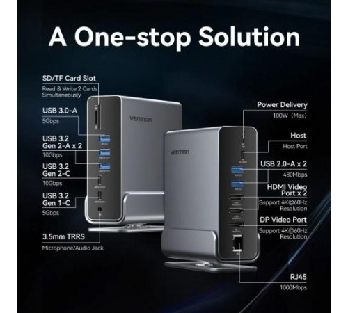 Мультифункциональная док-станция Vention USB Type C 15 в 1 Мультифункциональная док-станция Vention USB Type C 15 в 1