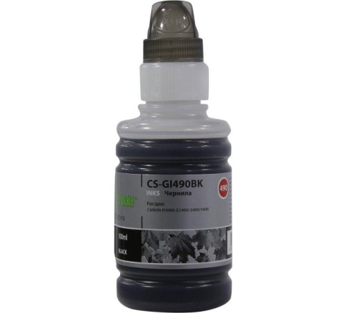 -/ Чернила Cactus CS-GI490BK GI-490 черный 100мл для Canon Pixma G1400/G2400/G3400