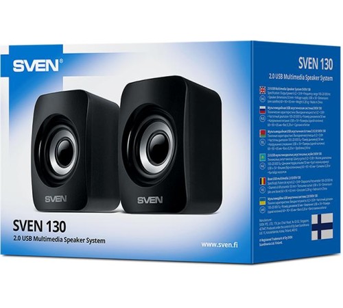 SVEN 130, чёрный, USB, акустическая система 2.0, мощность 2x3 Вт(RMS) SVEN 130, чёрный, USB, акустическая система 2.0, мощность 2x3 Вт(RMS)
