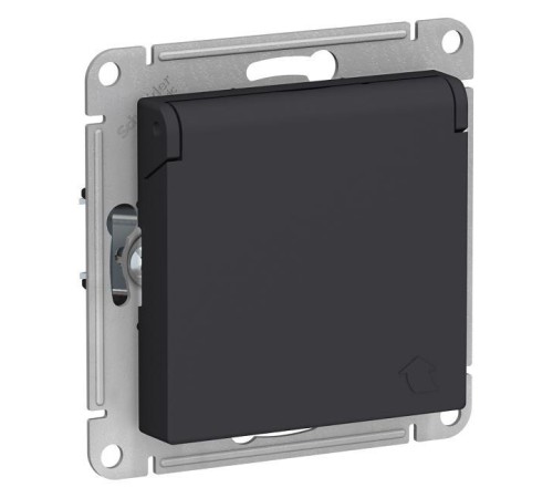 ATLASDESIGN РОЗЕТКА с заземл. со шторками с крышкой, 16А, IP20, механизм, КАРБОН ATLASDESIGN РОЗЕТКА с заземл. со шторками с крышкой, 16А, IP20, механизм, КАРБОН