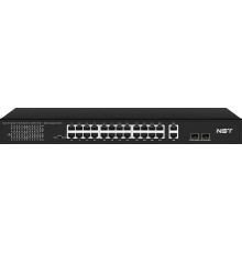 PoE коммутатор Fast Ethernet/ PoE коммутатор Fast Ethernet на 24 x RJ45 портов + 2 x GE Combo uplink порта. Порты: 24 x FE (10/100 Base-T) с поддержкой PoE (IEEE 802.3af/at), 2 x GE Combo Uplink (RJ45 + SFP). Соответствует стандартам PoE IEEE 802.3af/at.