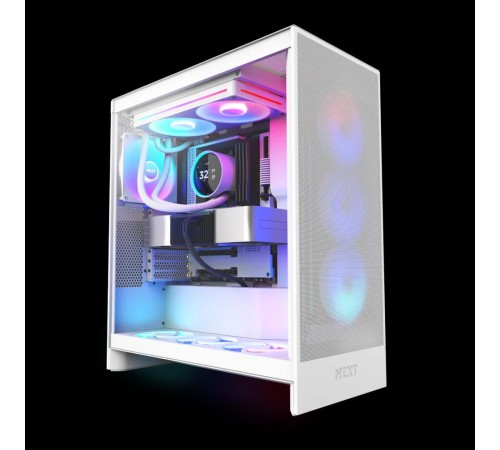 Система жидкостного охлаждения для ПК/ Water Cooling System NZXT Kraken Elite 280 RGB (250W, 280mm, LED temp., White/ Fans: 2x140mm, 98.61CFM, 34.5dBA, 2000RPM/ Pump height 65mm, 2800RPM, Rad thickness 27mm/ S: 1851, 1700, 1200, 115X, AM5, AM4)