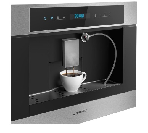 Встраиваемая кофемашина/ Кофемашина встраиваемая MAUNFELD AMCM1503S, 60 см, 20 бар, кофемолка, мощность 1500 Вт, регулирование крепости кофе, автоматическое промывание системы, капучинатор, автоматическое приготовление эспрессо, программа очистки от накип