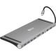 GCR Док-станция 11 в 1 Multiport Aluminum Type C 3.1 на USB 3.0 + 3 x USB 2.0 + Type C PD + HDMI 2.0 + VGA + SD/MicroSD + audio 3.5mm jack, GCR-54220