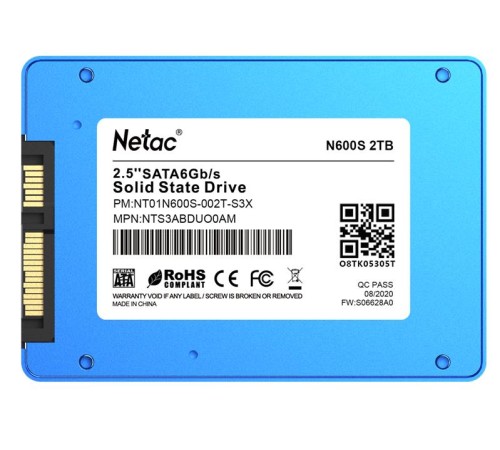 SSD накопитель Netac SSD N600S 2TB 2.5 SATAIII 3D NAND, 7mm, R/W up to 545/500MB/s, TBW 1120TB, 5y wty SSD накопитель Netac SSD N600S 2TB 2.5 SATAIII 3D NAND, 7mm, R/W up to 545/500MB/s, TBW 1120TB, 5y wty