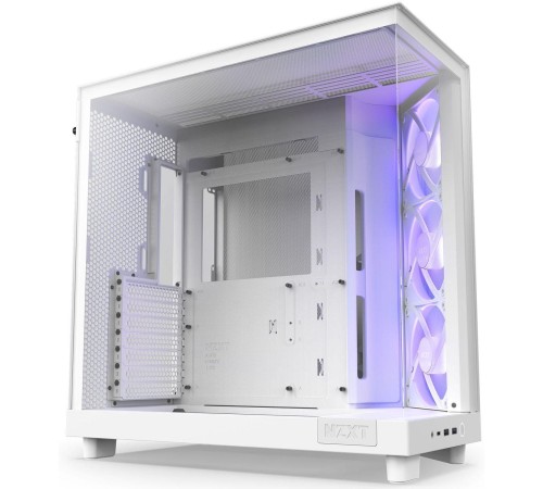 Корпус ПК без блока питания/ Case NZXT H6 Flow RGB (2023), Midi-Tower, TG, 3x120mm RGB, 2xUSB-A 3.2 + 1xUSB-C 3.2, ATX, mATX, mITX White