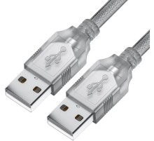 GCR Кабель 0.3m USB 2.0, AM/AM, прозрачный, 28/28 AWG, экран, армированный, морозостойкий, GCR-UM3M-BB2S-0.3m