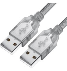 GCR Кабель 0.3m USB 2.0, AM/AM, прозрачный, 28/28 AWG, экран, армированный, морозостойкий, GCR-UM3M-BB2S-0.3m