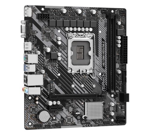 Материнская плата ASROCK H610M-HDV/M.2 R2.0, LGA1700, H610, 2*DDR4, 4*SATA, 1*M.2, 2*USB 3.2, 4*USB 2.0, 1*PCIx16, 1*PCIx1, D-Sub+HDMI+DP, mATX
