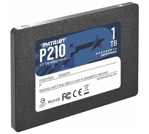 Твердотельный накопитель Patriot SSD P210 1TB SATA3 2.5" R520/W430 TBW 480TB 3D NAND Твердотельный накопитель Patriot SSD P210 1TB SATA3 2.5" R520/W430 TBW 480TB 3D NAND
