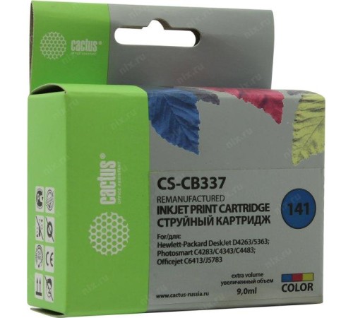 -/ Картридж струйный Cactus CS-CB337 №141 многоцветный (9мл) для HP DJ D4263/D4363/D5360/DJ J5783/J6413