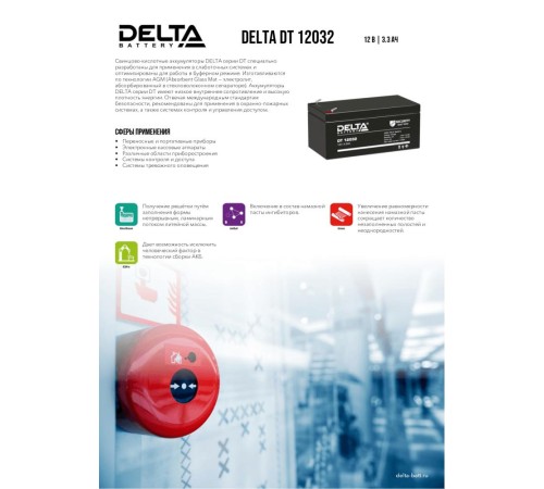 Аккумуляторная батарея DELTA BATTERY DT 12032 Аккумуляторная батарея DELTA BATTERY DT 12032