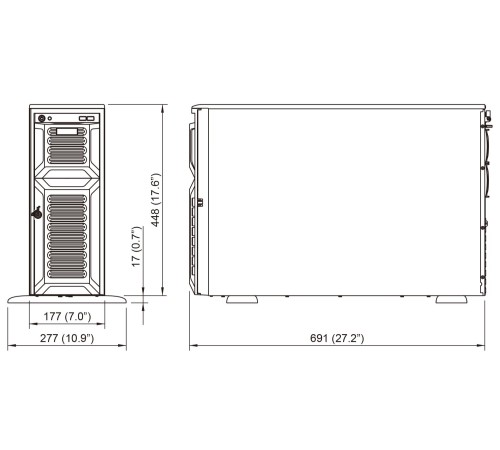 Серверный корпус/ 8*3.5 swappable HDD tray, 12Gbps BP,single 1200W PSU