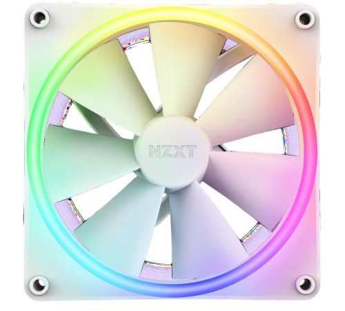 Кулер для корпуса ПК/ Case Cooler NZXT F140 RGB Duo (140x140x25mm, 4-pin PWM, RGB, 84.75CFM, 36dBA, 1800RPM, White)
