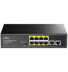 Коммутатор/ 8-Port 10/100M PSE RJ-45  +2 RJ45 10/100M Uplink Port Unmanaged PoE+ Switch 120W, CCTV/VLAN mode support, long distance:250M at CCTV mode.  802.3af/at standard, Support PD Alive Function, ±4 KV Surge Protection, Alternative 1/2(+),3/6(-),Steel