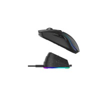 Мышь игровая беспроводная Dareu A950 Black (черный), DPI 400/800/1600/3200/6400/12000, подключение Tri-mode: проводное+2.4GHz+BT, встроенный аккумулятор 930mAh, зарядная станция, подсветка RGB, размер 123x64x39мм