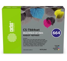 -/ Чернила Cactus CS-T664set 664 голубой/пурпурный/желтый/черный набор 4x70мл для Epson L130,L110,L100,L220,L200,L310,L300,L360,L361,L380,L382,L350,L355,L365,L395,L405,L485,L495,L555,L565,L575,Expression ET-2500,ET-2550,ET-2600,ET-2650,ET-4500;WorkForce E