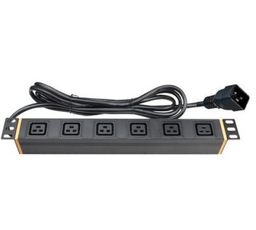Блок распределения питания (PDU) 19" 16A, Вых:6 х C19, Вх:C20 х 2м