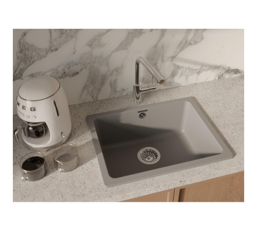 Кухонная мойка RIVELATO RIVELATO Мойка BERKANA 50 1-чаш 560*430, монтаж: универсальный, материал: кварц, цвет: серый металлик
