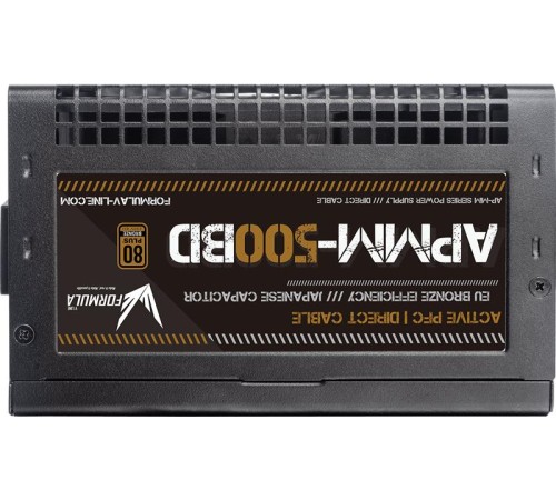 Блок питания Formula V Line APMM-500BD, 500W, ATX3.1/PCIe5.1, APFC, 80+ Bronze, 12cm Fan Блок питания Formula V Line APMM-500BD, 500W, ATX3.1/PCIe5.1, APFC, 80+ Bronze, 12cm Fan
