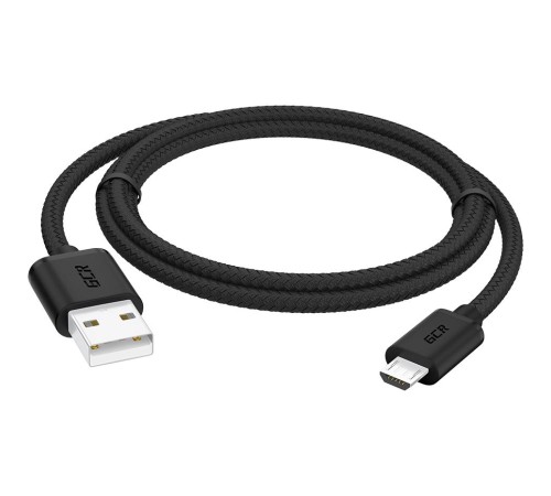 GCR Кабель 1.5m MicroUSB, быстрая зарядка, черный нейлон, GCR-54086