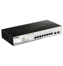 Коммутатор D-Link Управляемый L2 PoE-коммутатор, 8x1000Base-T PoE, 2x1000Base-X SFP, PoE-бюджет 65 Вт, защита от статического электричества до 6 кВ, CLI