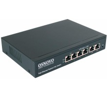 Коммутатор/ OSNOVO Passive PoE коммутатор 6 портов, 4 PoE порта 10/100 Base-T, 2*10/100 Base-T Uplink, до 30W на порт