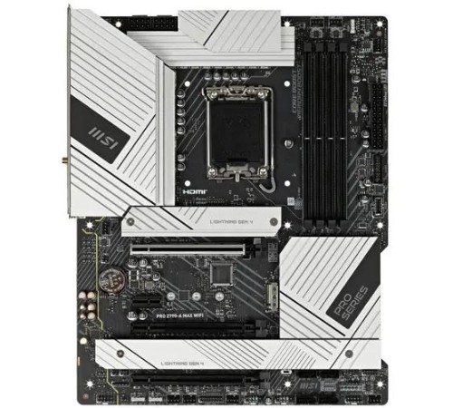 Материнская плата/ MB MSI INTEL Z790 s1700, 4xDDR5(256GB), HDMI 2.1/DP, 1xPCIe 5.0x16, 1xPCIe 4.0x16, 1xPCIe 3.0x16, 1xPCIe 3.0, 1xLAN (2.5GbE), Wi-Fi, BT, 6xSATA 6Gb/s, 4xM.2, 1xUSB-C, 5xUSB 3.2, 2xUSB 2.0, ATX Материнская плата/ MB MSI INTEL Z790 s1700, 4xDDR5(256GB), HDMI 2.1/DP, 1xPCIe 5.0x16, 1xPCIe 4.0x16, 1xPCIe 3.0x16, 1xPCIe 3.0, 1xLAN (2.5GbE), Wi-Fi, BT, 6xSATA 6Gb/s, 4xM.2, 1xUSB-C, 5xUSB 3.2, 2xUSB 2.0, ATX
