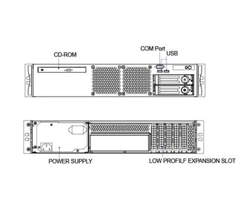 Серверный корпус/ 2U short chassis, 2*3.5'' swappable HDD tray, 2*3.5'' internal HDD bay