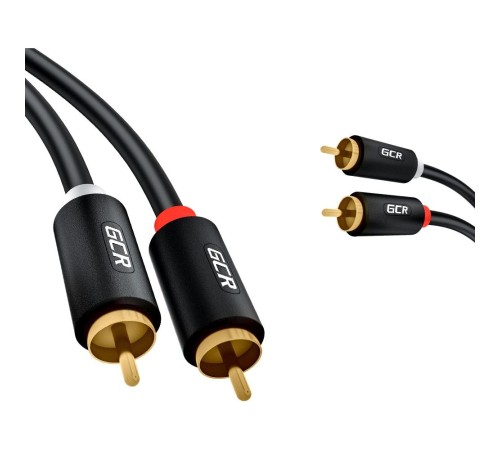 GCR Кабель 1.5m аудио 2 х RCA / 2 х RCA , GOLD, черный, GCR-53109
